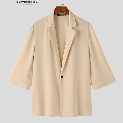 Hauts décontractés bien ajustés INCERUN hommes simple solide tout-match Blazer à la mode mâle vente chaude à manches courtes costume manteaux S-5XL 2024