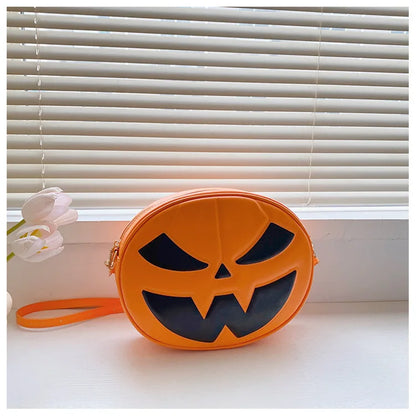 Bolso con forma de calabaza de Halloween 2023, nuevo bolso de hombro divertido con personalidad de dibujos animados a la moda, bolso cruzado pequeño redondo para mujer