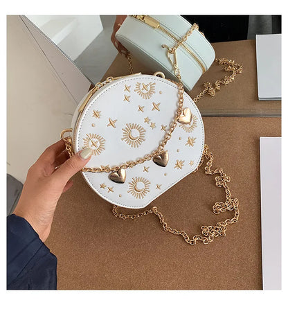 Fashion Starry Sky Round Bags Women Crossbody Bag Luxury Chain Circular Shoulder Bag Lady Small Embroidery Women's Handbag