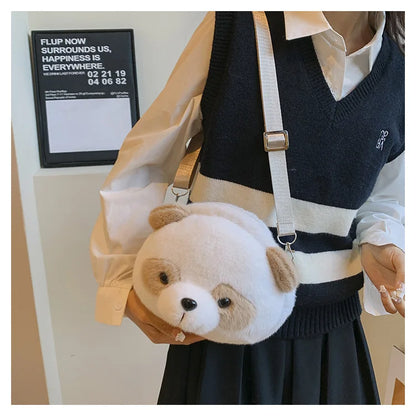 Cute Cartoon Panda Plush Shoulder Bag Kids Crossbody Bag Student Wallet Coin Purse Kids Phone Bag Best Birthday Gift