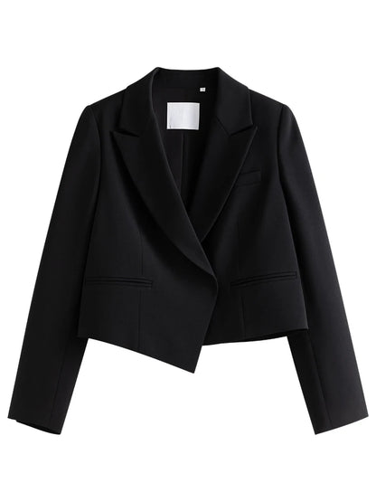 FSLE Commuter All-match Suit for Women Wide-leg Pants Suit New Short Blazer Jacket High Waist Loose Pan Two-piece Set Female