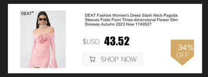 DEAT Fashion Women's Dress Slim V-neck Sleeveless Back Jag High Waist Solid Color Mid-calf Dresses Autumn 2024 New Tide 17A9721