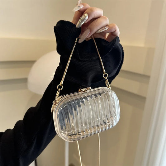 Acrylic box shoulder bag 2024 new fashion transparent jelly bag ins women's chain crossbody bag