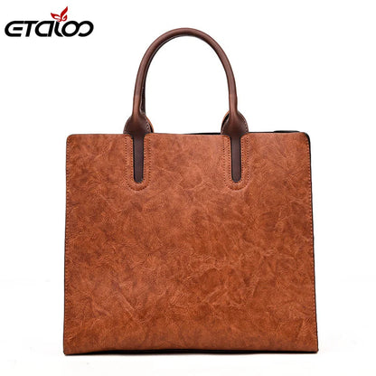 Women Handbag Top-handle Tote Elegant Lady Solid Contract Shoulder Bags Classic Casual Bags 2024 High Quality PU Leather Fashion