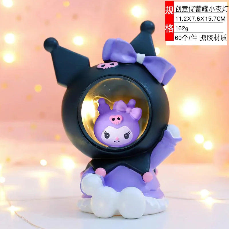 Sanrio Kuromi Cinnamonroll Moon Veilleuse LED Kawaii 3D Dessin Animé Ornement Mignon Beauté Chambre Veilleuse Lampe De Chevet Décor