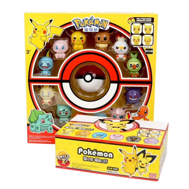 Figurine d'action Pokémon changeant de visage Kawaii 12 types de poupée Dragon Ball Pokeball Pocket Monster Pikachu ensemble de jouets pour enfants