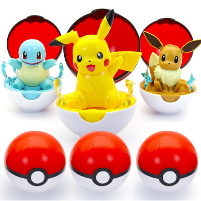 Genuine Pokemon Figures Pocket Monster Pet Elf Ball Box Deformation Toy Pikachu Anime Figure Model Kids Gift