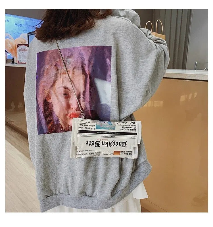 Newspapers modeling day clutch bags letter envelope bag casual shoulder bag purse evening bags with clothing wallet