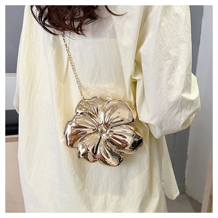 Acrylic Bag For Women Flower Shoulder Bag Fashion Chain Box Crossbody Bag