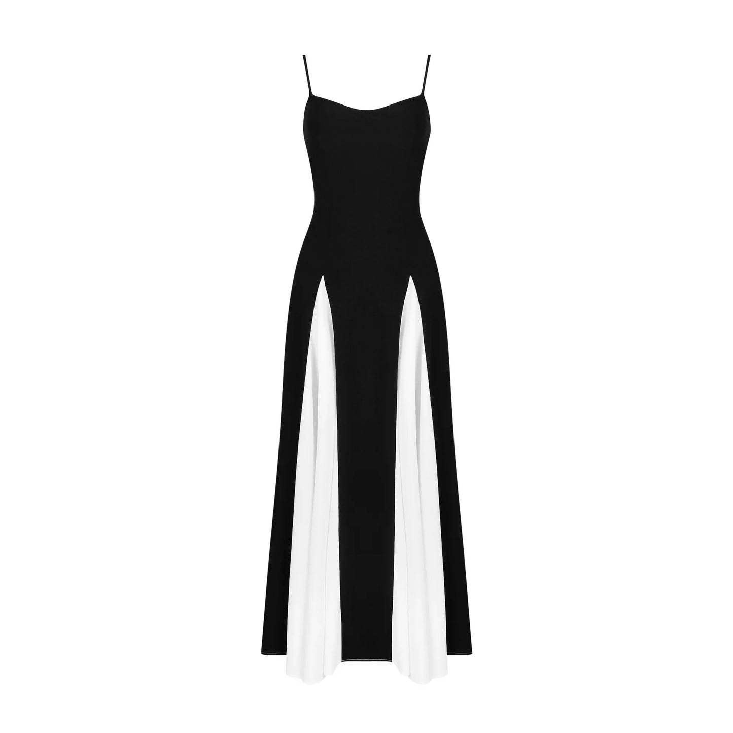 Suninheart Summer Spaghetti Strap Maxi Dress Sexy Black and White Patchwork Formal Dress Long Wedding Guest Party Dresses Women