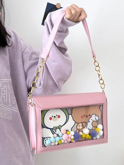 Bolso pequeño tipo Itabag para mujer, novedad de verano 2023, bolso japonés JK para niñas, minibolso de hombro transparente, bolsos cruzados de piel sintética, bolsos con cadena