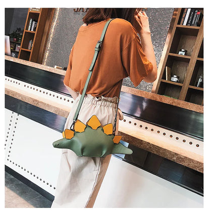 Bolsos de hombro con diseño de dinosaurio, bolso cruzado de PU con diseño de estegosaurio para niñas y mujeres