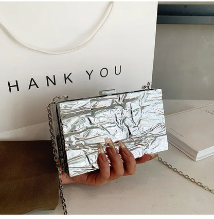 Ice Crack Acrylic Box Shape Handbag Fashion Chain Shoulder Messenger Bag Evening Bag