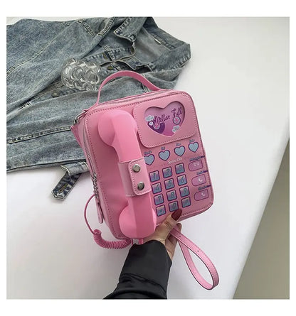 Bolso de mano para mujer, divertido bolso de hombro con forma de teléfono para niñas, estilo de moda femenino, lindo bolso cruzado