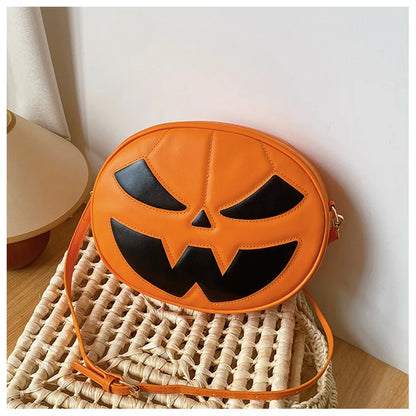 Bolso con forma de calabaza de Halloween 2023, nuevo bolso de hombro divertido con personalidad de dibujos animados a la moda, bolso cruzado pequeño redondo para mujer