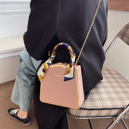 Silk scarf women's small square bag new fashion box bag brand retro chain handbag shoulder messenger bag