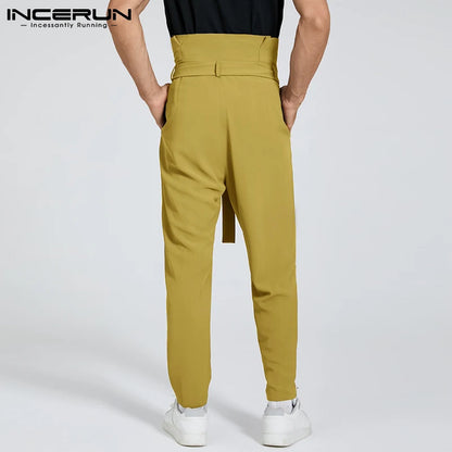 Pantalons à la mode pour hommes, nouveaux pantalons solides et bien ajustés, pantalons décontractés à lacets avec poche, pantalons longs cargo S-5XL INCERUN 2024