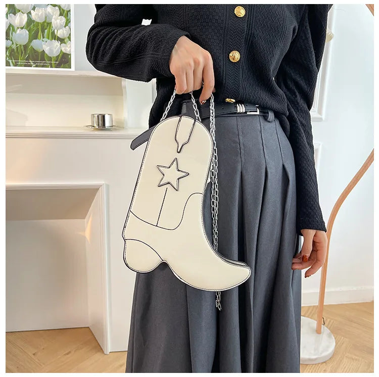 Fashion Funny Long Boots Shaped Handbag Women's Creative Leather Single Shoulder Bag Gothic Personalized Party Mujer Femme Bag