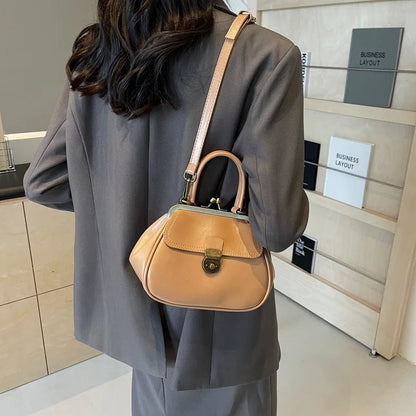 Bolso de mano con clip para mujer, bolso bandolera de cuero, bolso cruzado japonés, bolso con asa superior de color sólido, bolso de cena 2024 バッグ