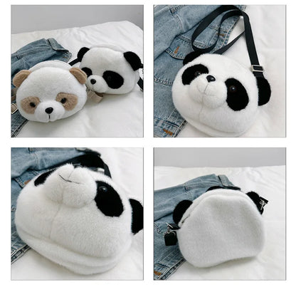 Cute Cartoon Panda Plush Shoulder Bag Kids Crossbody Bag Student Wallet Coin Purse Kids Phone Bag Best Birthday Gift