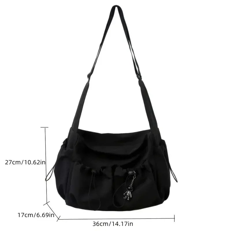 Bolsos cruzados informales con cordón para mujer, bolso de hombro tipo hobo de gran capacidad, bolso de compras grande de nailon impermeable, bolso universitario