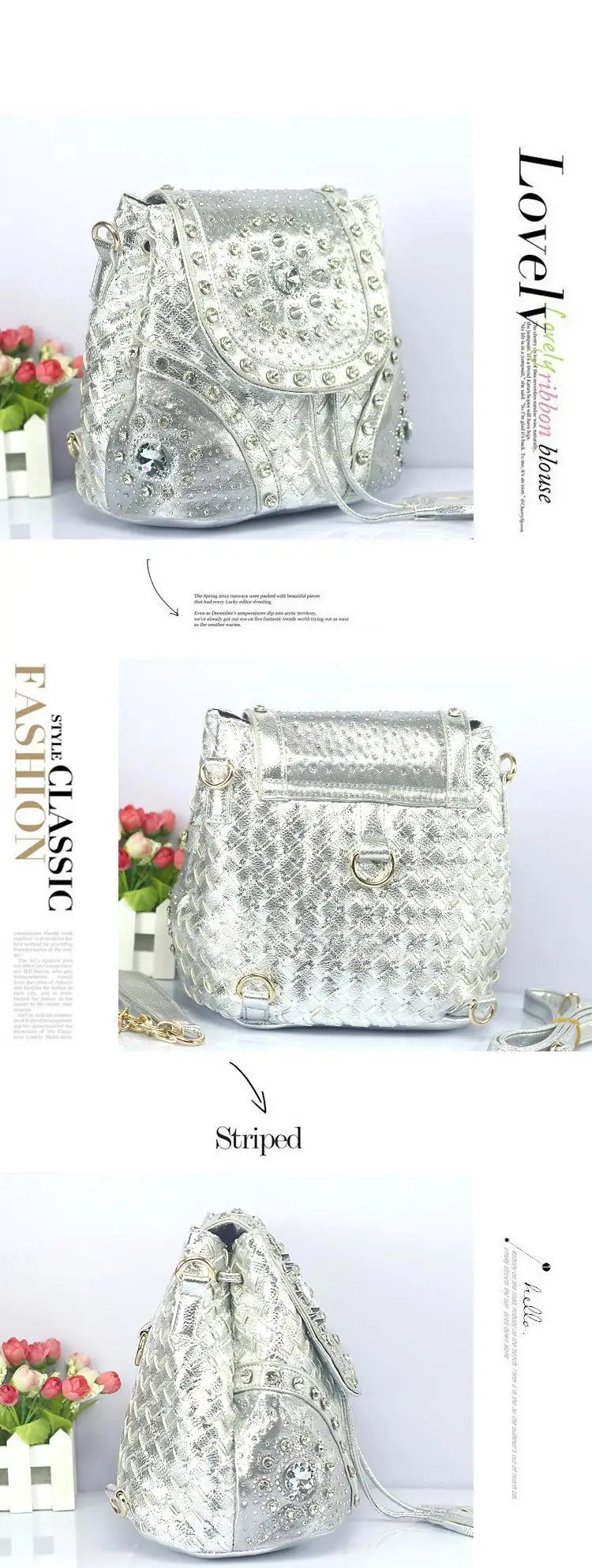 Bolso de hombro elegante de marca con diamantes de imitación para mujer, bolso de tela vaquera informal para mujer, bolsos de mano para mujer, mochila