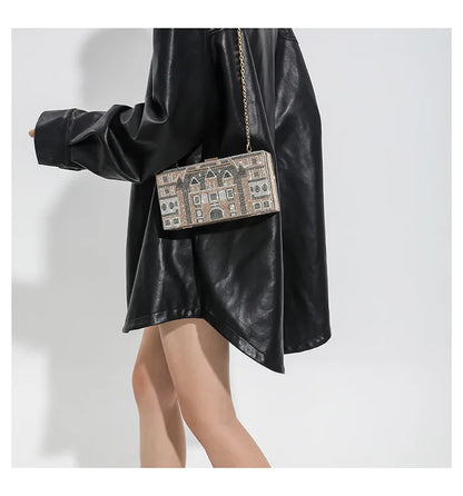 Diamond dinner bag handbag party wedding clip evening bag female chains box shoulder crossbody bag sequin Clutch