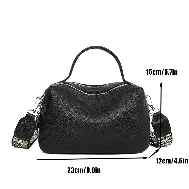 Bolsos cruzados de moda 2024, bolso de cuero genuino para mujer, bolso de mano sencillo de alta calidad, bolso Boston vintage, bolsos de hombro para mujer