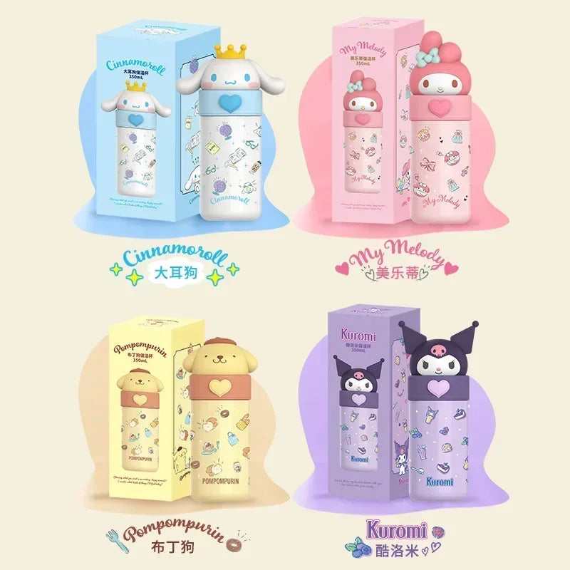 Bouteille isotherme en acier inoxydable Sanrio Hello Kitty 350 ml Kawaii Kuromi Cinnamoroll Melody pour enfants