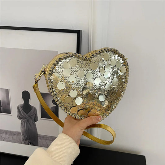 Sequin Love Bag 2024 New Fashion Style Women's Crossbody Banquet Bag Women Small Shoudler Bag