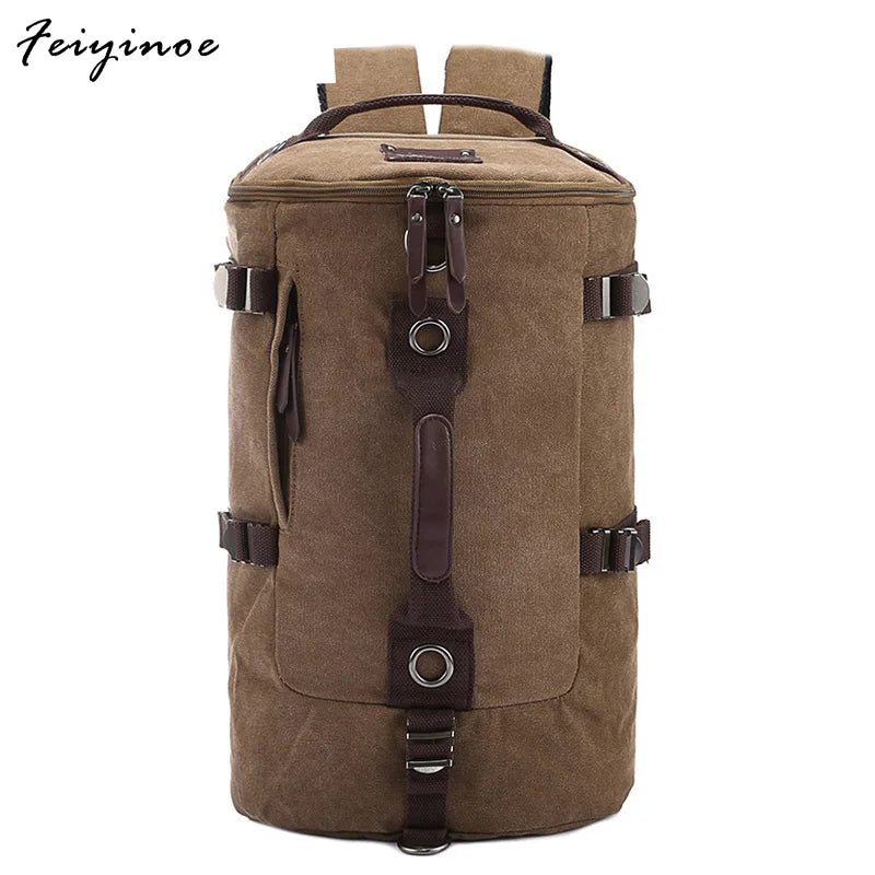 Large Capacity Man Travel Bag Mountaineering Backpack Men Bags Canvas Bucket Shoulder Backpack mochila Bag Soft Handle Fashion