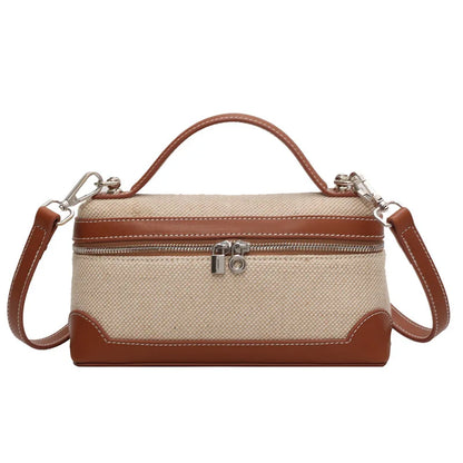 Bolsos cruzados con paneles estilo vintage, bolsos de lona informales de diseñador para mujer, bolsos de hombro de retazos de cuero sintético de lujo, monederos pequeños