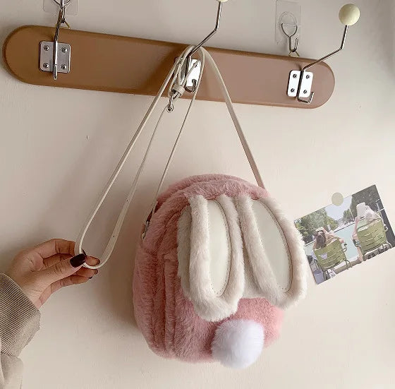 Plush Rabbit Single Shoulder Bag Doll Crossbody Bag For Girls 2024 New Cute Small Coin Wallet Phone Bag Toys For Children