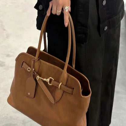 Bolsos de mano vintage de gran capacidad para mujer, bolsos de mano con cierre y cinturones de diseñador, bolsos de hombro de piel sintética de lujo, bolso grande para uso diario 2024