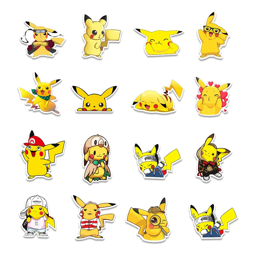 50/100 pegatinas de Pokémon Kawaii Pikachu, pegatinas para patineta, bicicleta, guitarra, portátil, juguetes impermeables para niños, regalo