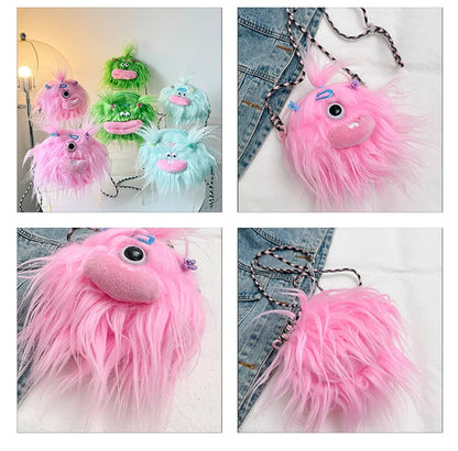 Bolso bandolera de peluche con forma de monstruo de dibujos animados 2024, nuevo y creativo bolso de hombro, mochila para niñas, bolso de peluche Kawaii