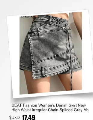 DEAT Fashion Women's Skirt New High Waist Asymmetric Sashes Tie Dye Streetwear Above Knee Denim Skirts Tide Summer 2024 17A1759