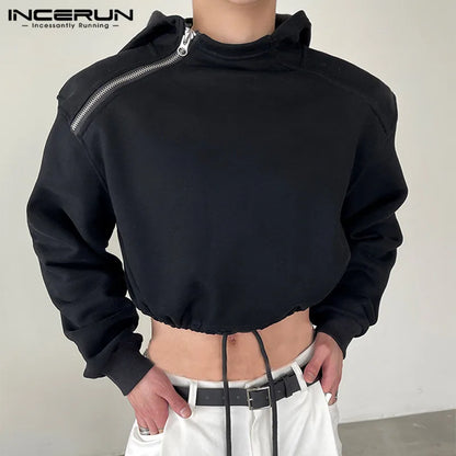 Hauts de style décontracté à la mode INCERUN Nouveaux sweats à capuche à cordon de serrage à taille haute pour hommes S-5XL