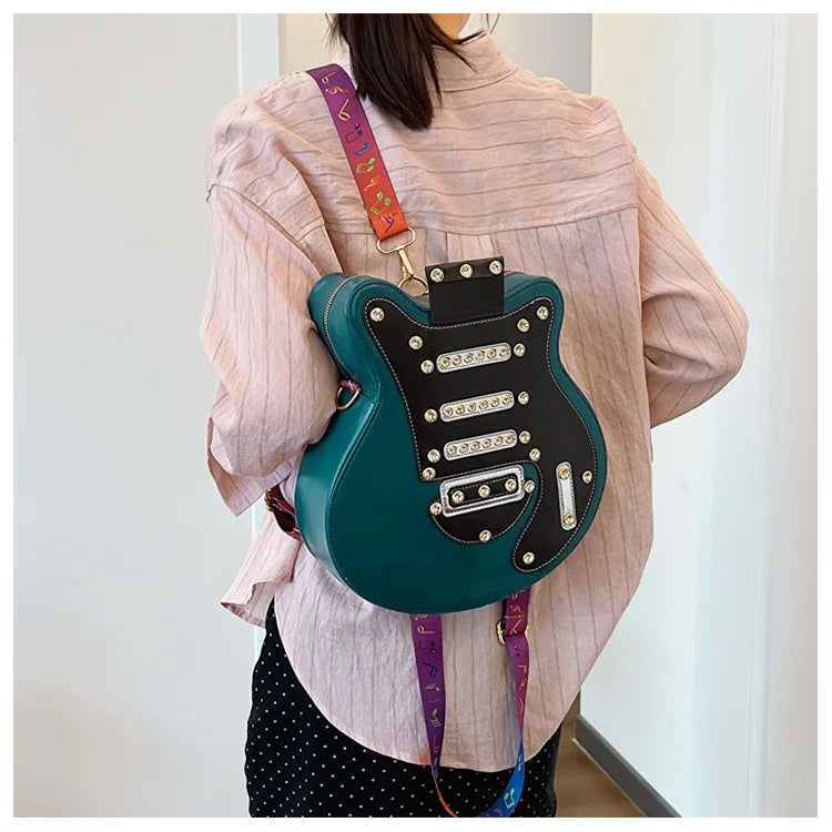 Sacs à bandoulière créatifs en forme de guitare pour femmes, sac à bandoulière fantaisie, sac fantaisie amusant, sac à bandoulière décontracté en PU de style Y2K 2024