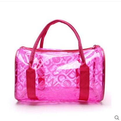 Bolsa de mano transparente, bolsa de compras transparente, bolso de hombro con estampado de letras, bolsa de almacenamiento impermeable de PVC para regalo, bolsa de mano para cosméticos