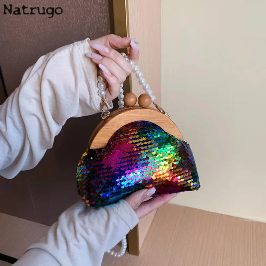 Nuevos bolsos de mano de noche de moda para mujer, con lentejuelas brillantes, cadena dorada y plateada, bolsos de hombro de diseñador de lujo para bodas y fiestas de graduación