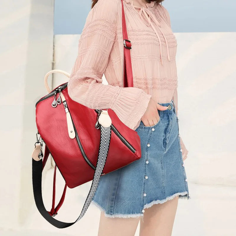 New Women Backpacks Soft Leather Backpack Fashion Anti-theft Shoulder School Bag For Girls Quality Sheepskin Female Travel Bag