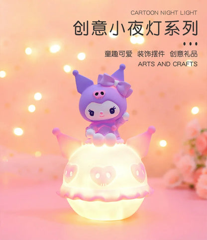 Sanrio Kuromi Cinnamonroll Moon Veilleuse LED Kawaii 3D Dessin Animé Ornement Mignon Beauté Chambre Veilleuse Lampe De Chevet Décor