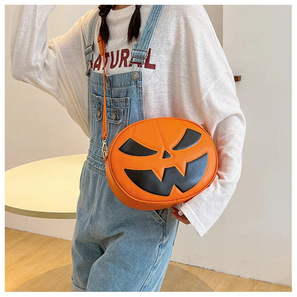 Bolso con forma de calabaza de Halloween 2023, nuevo bolso de hombro divertido con personalidad de dibujos animados a la moda, bolso cruzado pequeño redondo para mujer