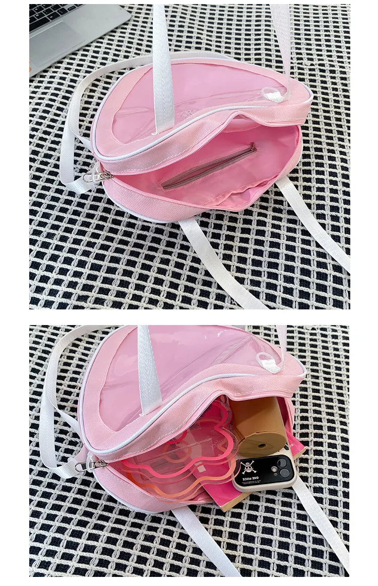 Bolso bandolera transparente con diseño de corazón de amor para mujer, novedad de 2024, carteras y bolsos para niñas, bolso Ita para niñas, bolso de uniforme JK