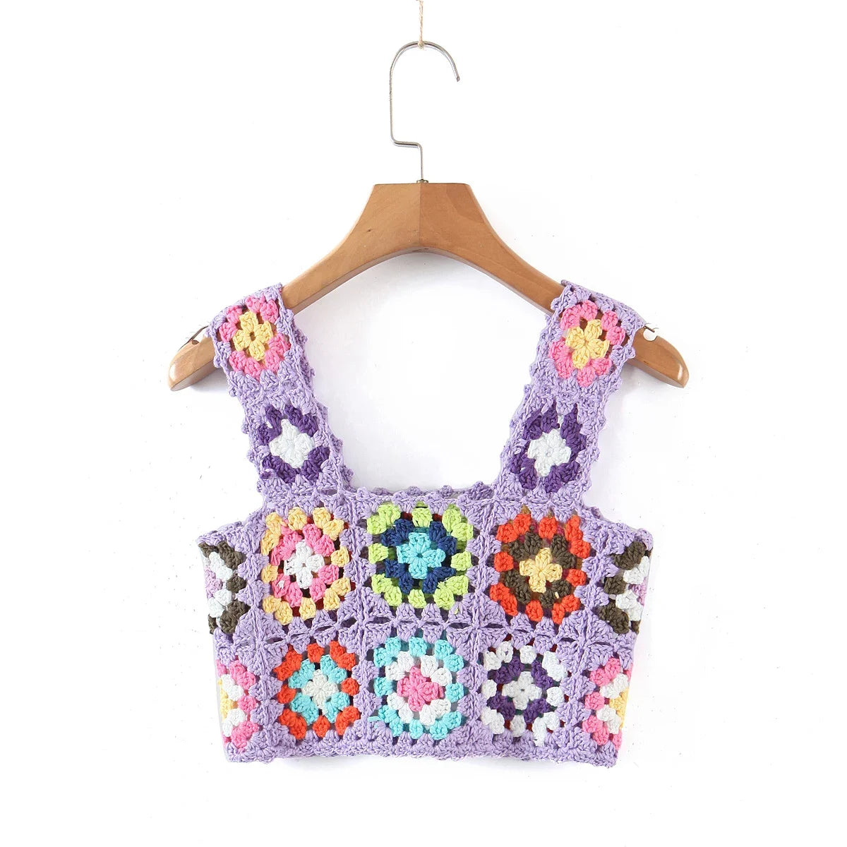 Suninheart Harajuku - Top de crochet calado hecho a mano para mujer, top corto de verano, camiseta corta estilo retro para chica, top de vacaciones