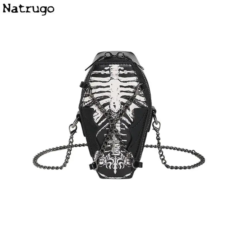 Halloween Cross Skull Printing Shoulder Bag Women Small Chain Crossbody Bag New Harajuku Small Square Bag