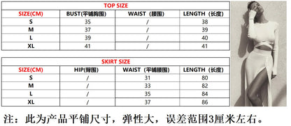 New White Knit Two Piece Women Sets Fall Ribbed Crop Top And Pleated Knitted Skirt Suits For Women Midi Dress Sets 2022