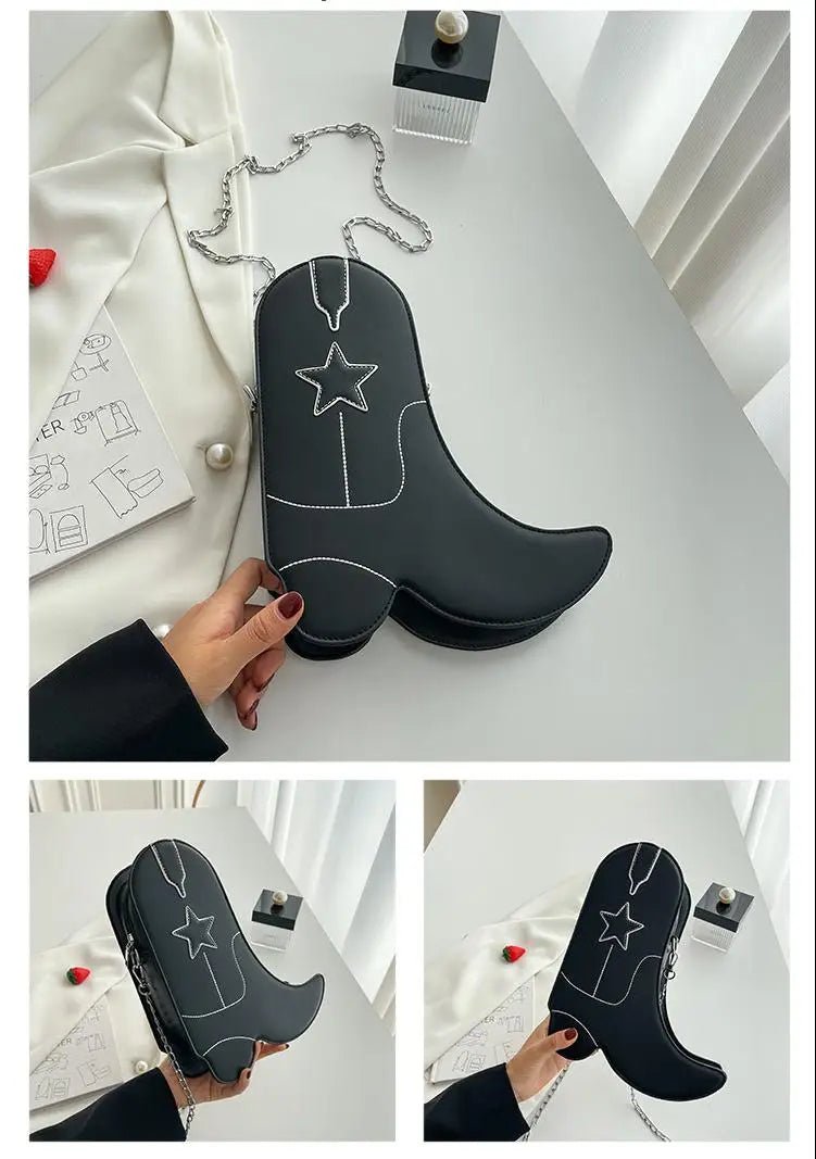 Fashion Funny Long Boots Shaped Handbag Women's Creative Leather Single Shoulder Bag Gothic Personalized Party Mujer Femme Bag