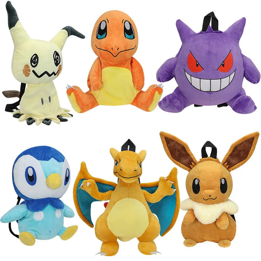 Mochila de peluche de Pokémon, Snorlax, Eevee, Mimikyu, Mewtwo, Gengar, Kawaii, mochila escolar suave, regalo para el día del niño